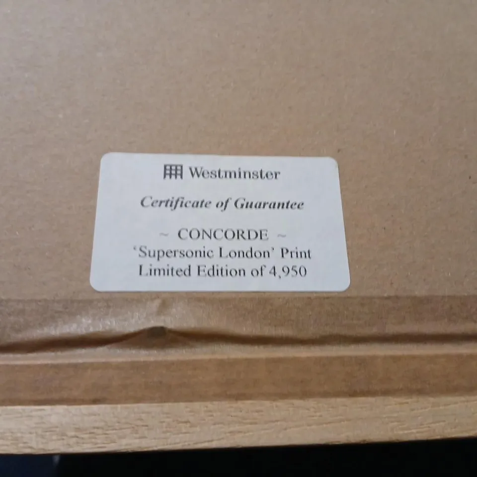 CONCORDE SUPERSONIC LONDON PRINT – FRAMED, LIMITED EDITION OF 4,950 SIGNED BY TIMOTHY O'BRIEN 