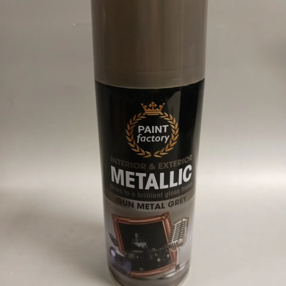 12 X PAINT FACTORY INTERIOR & EXTERIOR METALLIC SPRAY PAINT - GUN METAL GREY - COLLECTION ONLY 