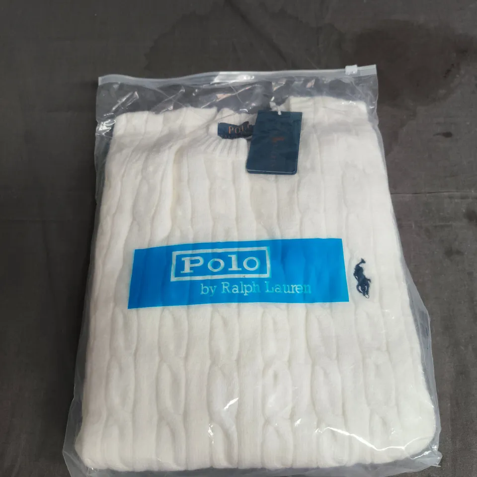 POLO RALPH LAUREN WHITE KNITTED SWEATER SIZE L