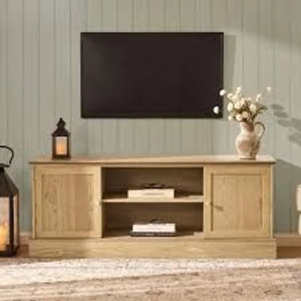 BOXED DUSK RUBY TV UNIT FOR TVS UP TO 60" - LIGHT WOOD