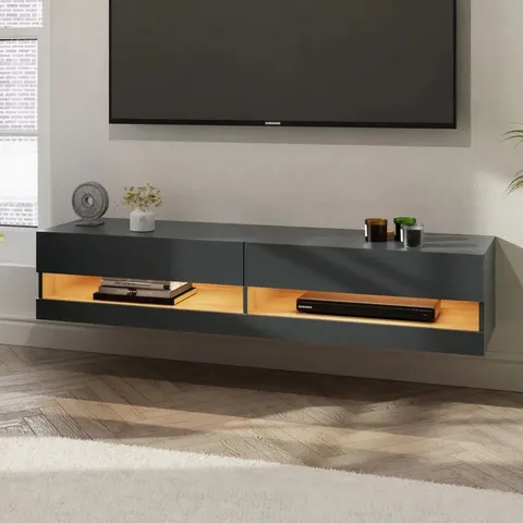 BOXED CHIOKE WALL TV UNIT WITH LED - OAK/ANTHRACITE 