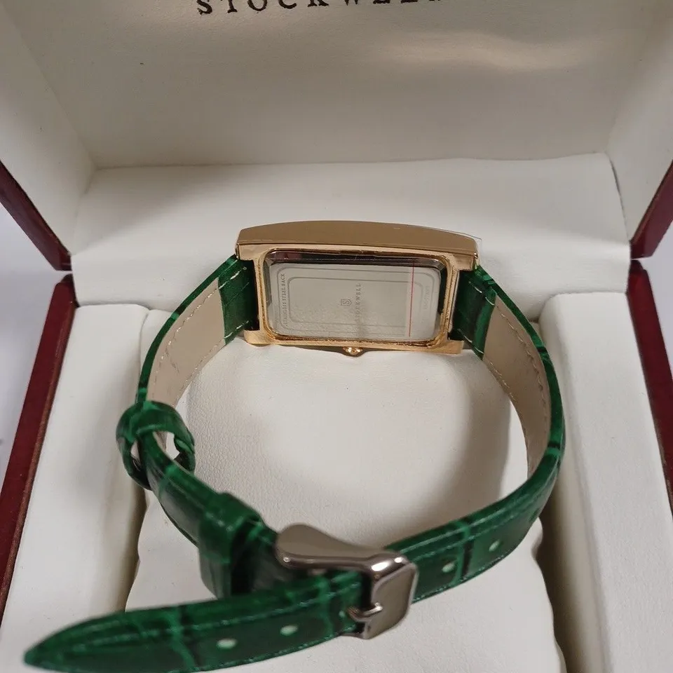 STOCKWELL DOUBLE DIAL GREEN LEATHER STRAP WRISTWATCH