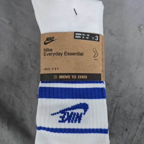 NIKE EVERYDAY ESSENTIAL CREW SOCKS – WHITE, PACK OF 3
