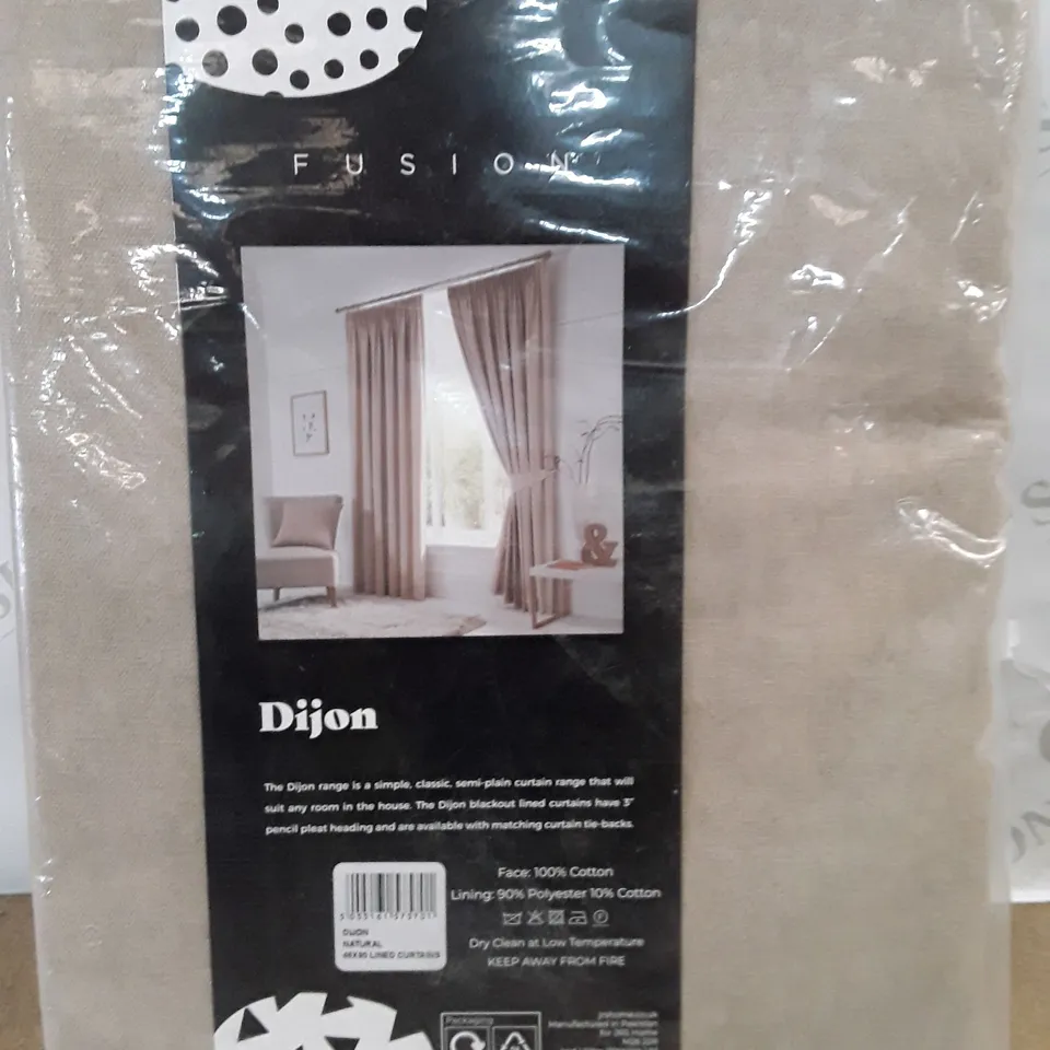 FUSION ONE PAIR FULLY LINED PENCIL PLEAT CURTAINS - 117 CM X 228CM