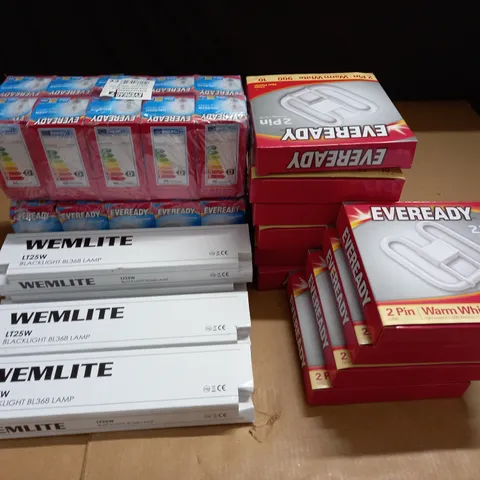 lot of assorted light bulbs