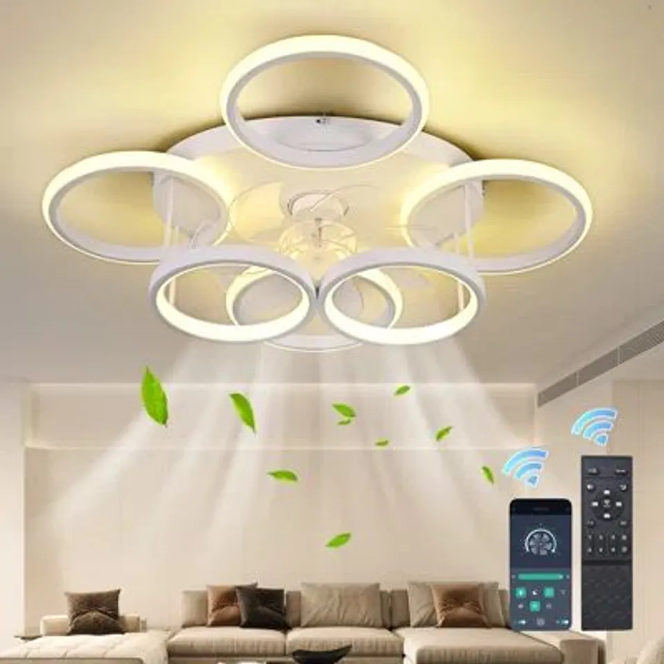 BOXED CASHON 83CM 7-BLADE DIMMABLE LED CEILING FAN WITH REMOTE CONTROL 