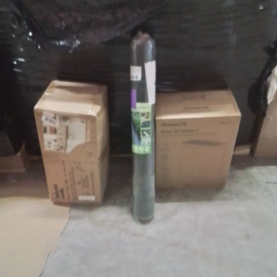 PALLET OF ASSORTED HOUSEHOLD GOODS AND PRODUCTS TO INCLUDE;PLAY MAT,AIR PURIFIER,LANDSCAPE WEED BARRIER 