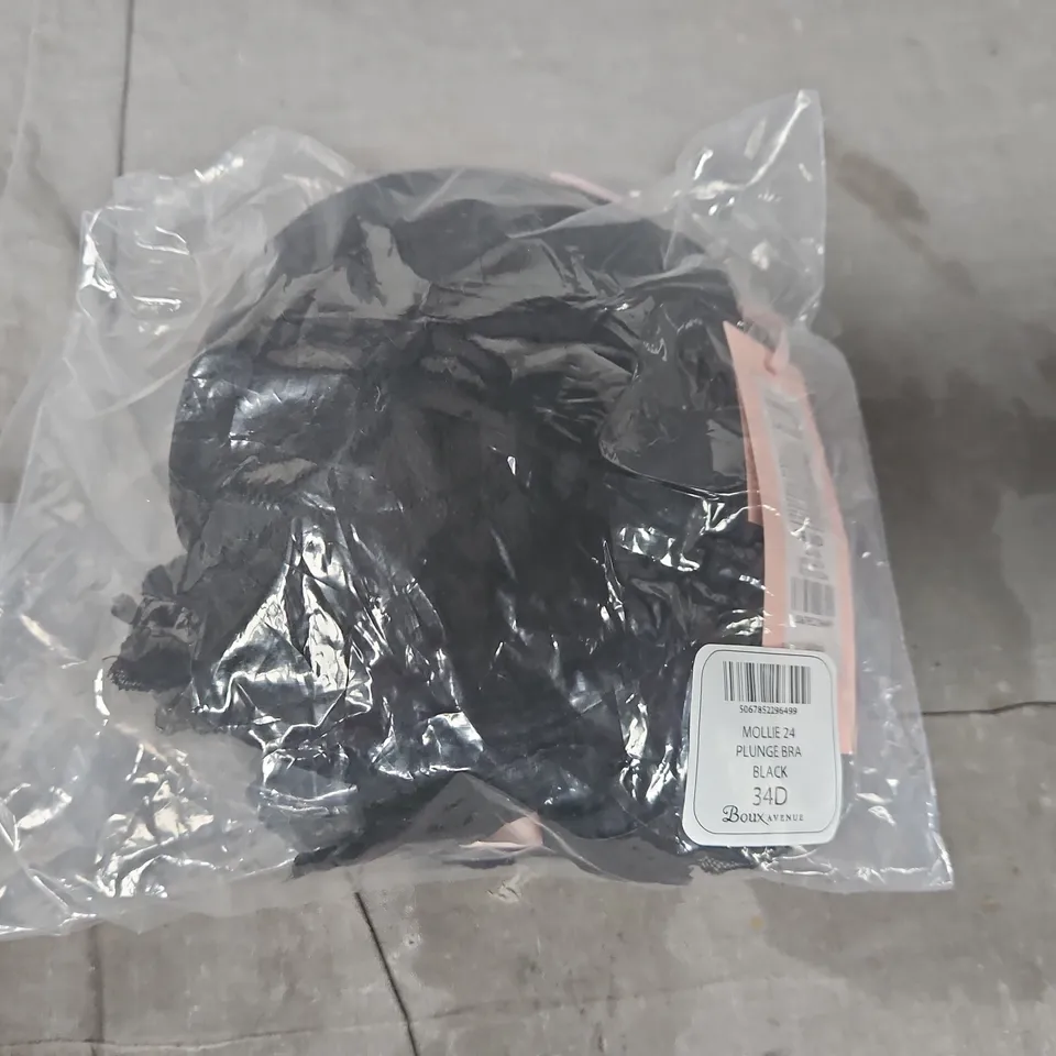 BAGGED BOUX AVENUE MOLLIE 24 PLUNGE BRA IN BLACK SIZE 34D