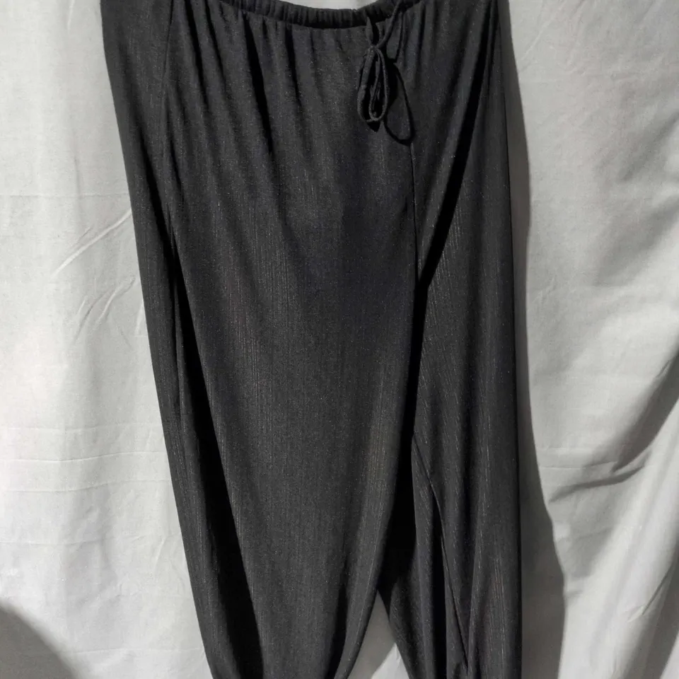 ZARA BLACK WOMEN'S PANTS – ELASTICATED WAIST, DRAWSTRING, SIZE UK L