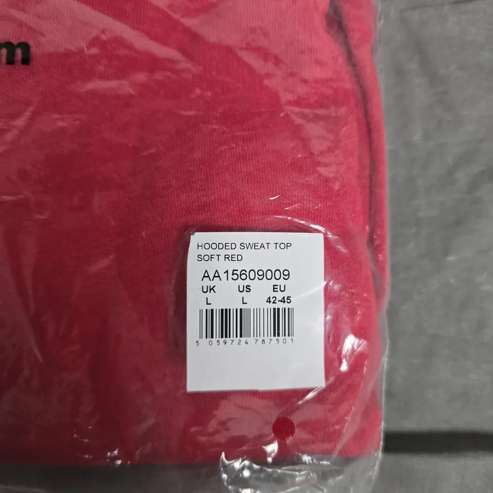 BAGGED COTTON TRADERS HOODED SWEAT TOP – SOFT RED, UK SIZE L