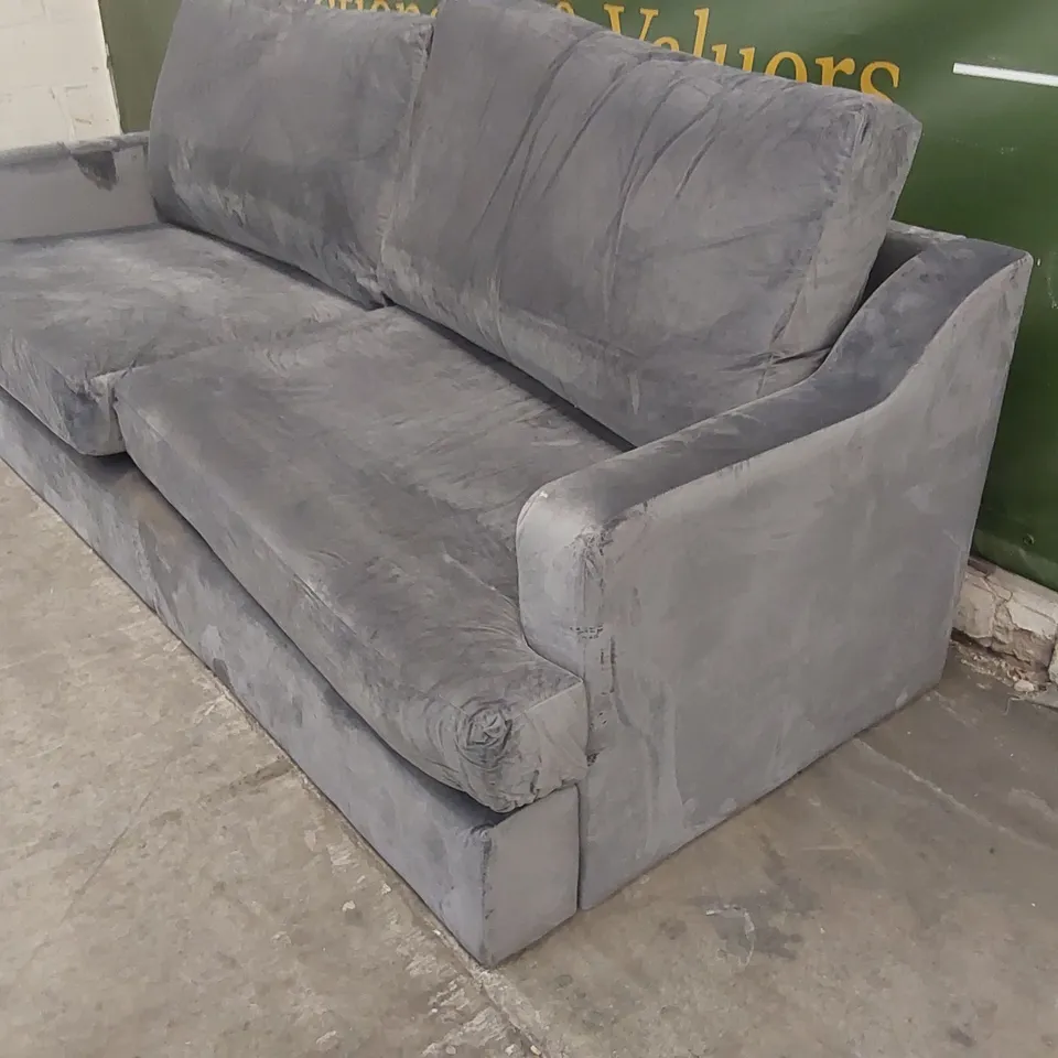 QUALITY DESIGNER 4 SEATER GREY VELVET SOFA