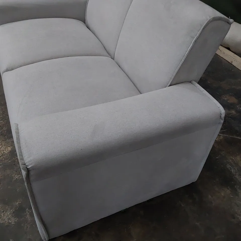 DESIGNER TWO SEATER SOFA LIGHT GREY FABRIC 