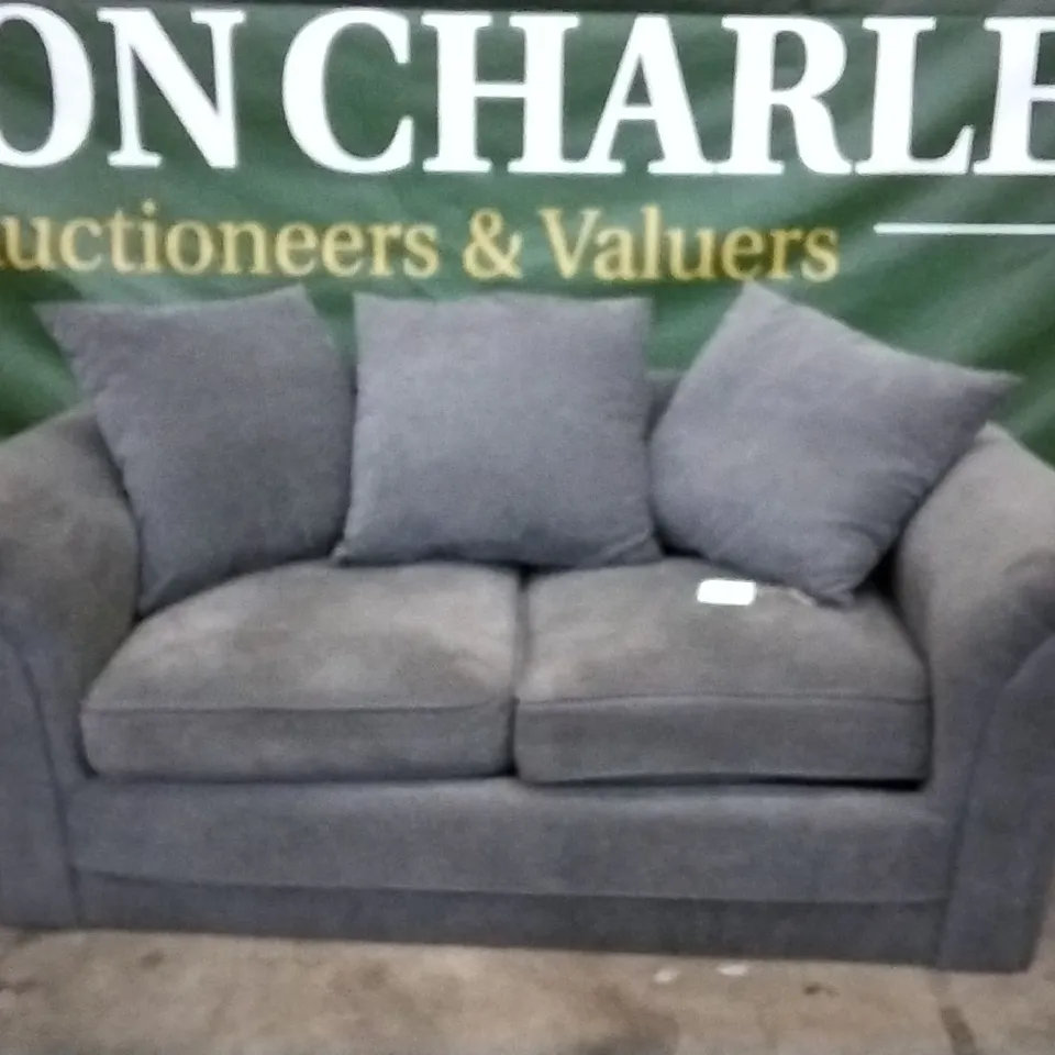 QUALITY DESIGNER CHARCOAL FABRIC 2 SEATER SOFA