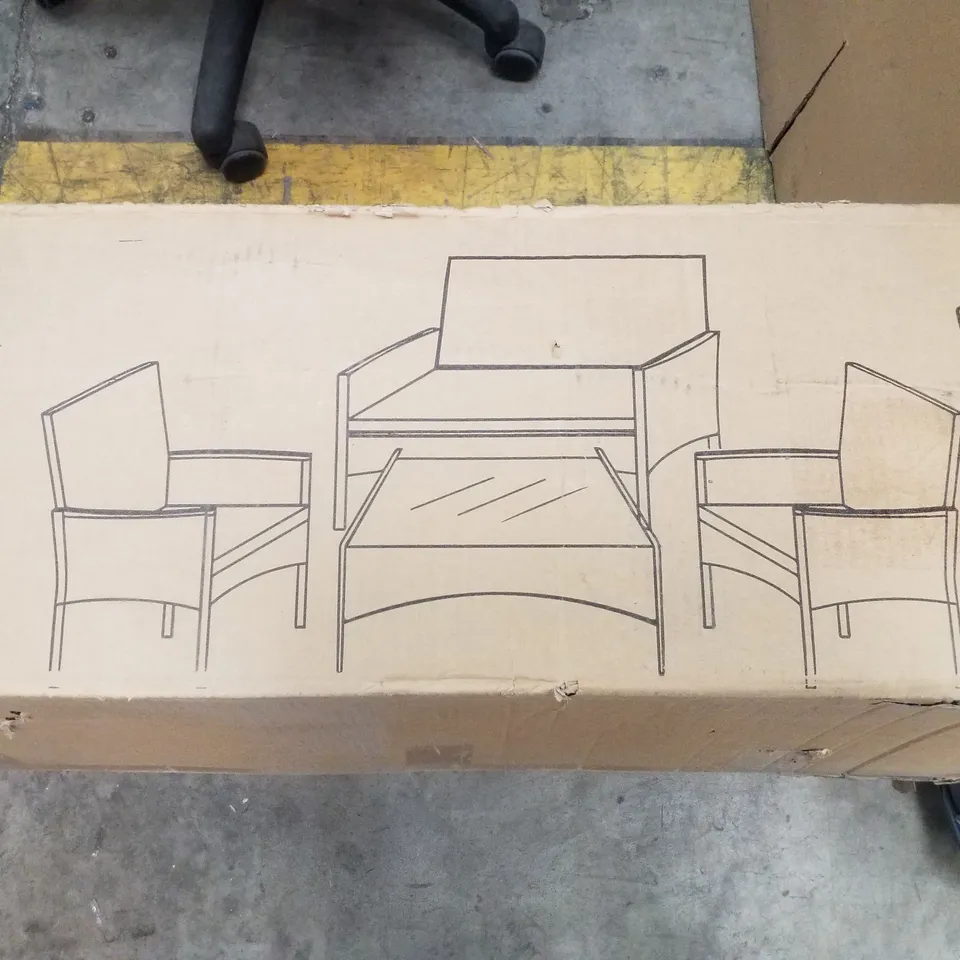 BOXED 4 SEATER SOFA RATTAN SET GREY