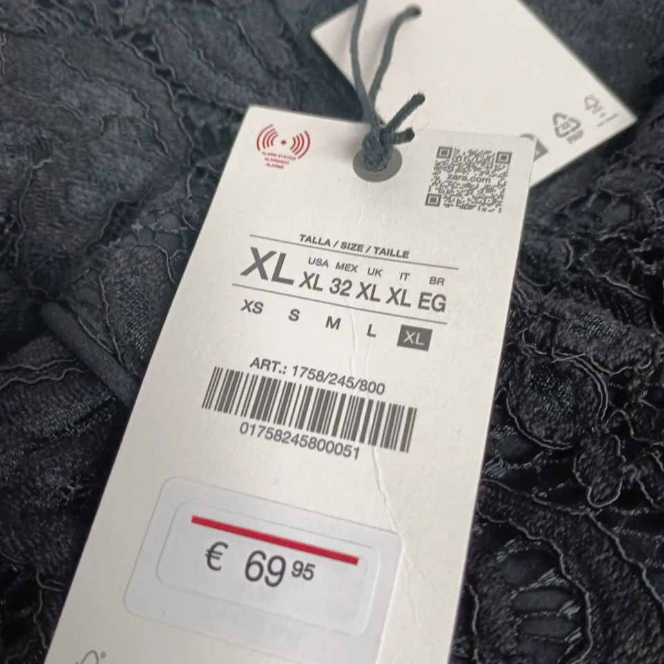 ZARA LACE TOP - BLACK, WOMEN'S UK XL (EU XL) - WITH TAGS
