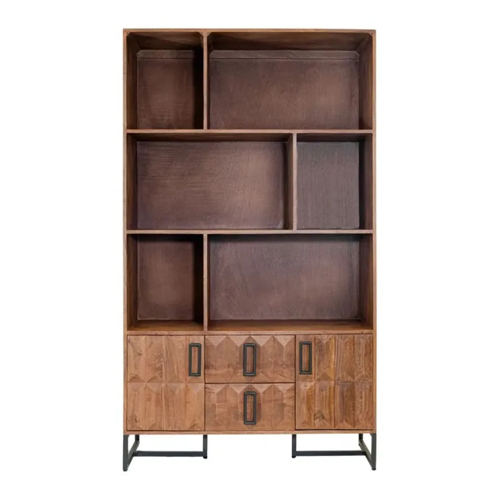 BOXED ADVIJA 191CM H × 110CM W SOLID WOOD BOOKCASE