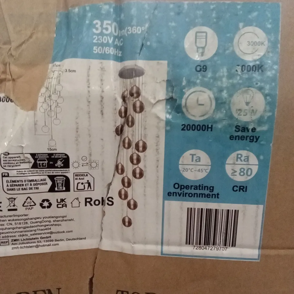 BOXED 15-LIGHT CEILING PENDANT 
