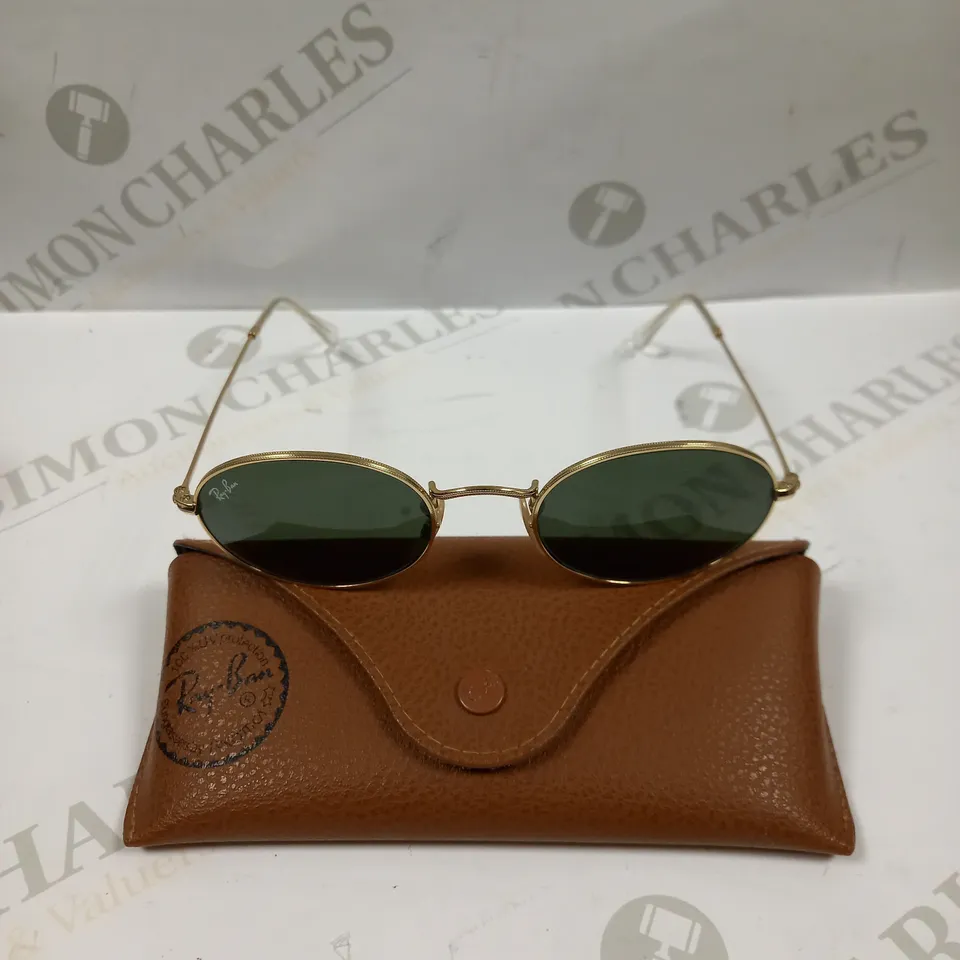 RAY-BAN OVAL POLISHED GOLD SUNGLASSES 