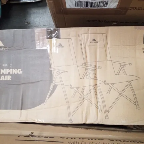 BOXED VOYAGER 2PK LUXURY CAMPING CHAIR - GREY