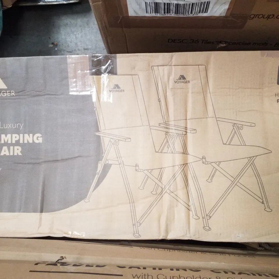 BOXED VOYAGER 2PK LUXURY CAMPING CHAIR - GREY