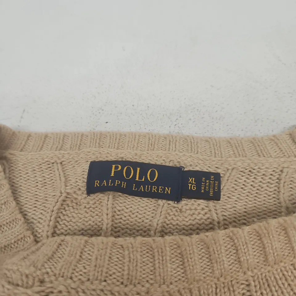 POLO RALPH LAUREN BEIGE CABLE-KNIT SWEATER – UK XL (US XL)