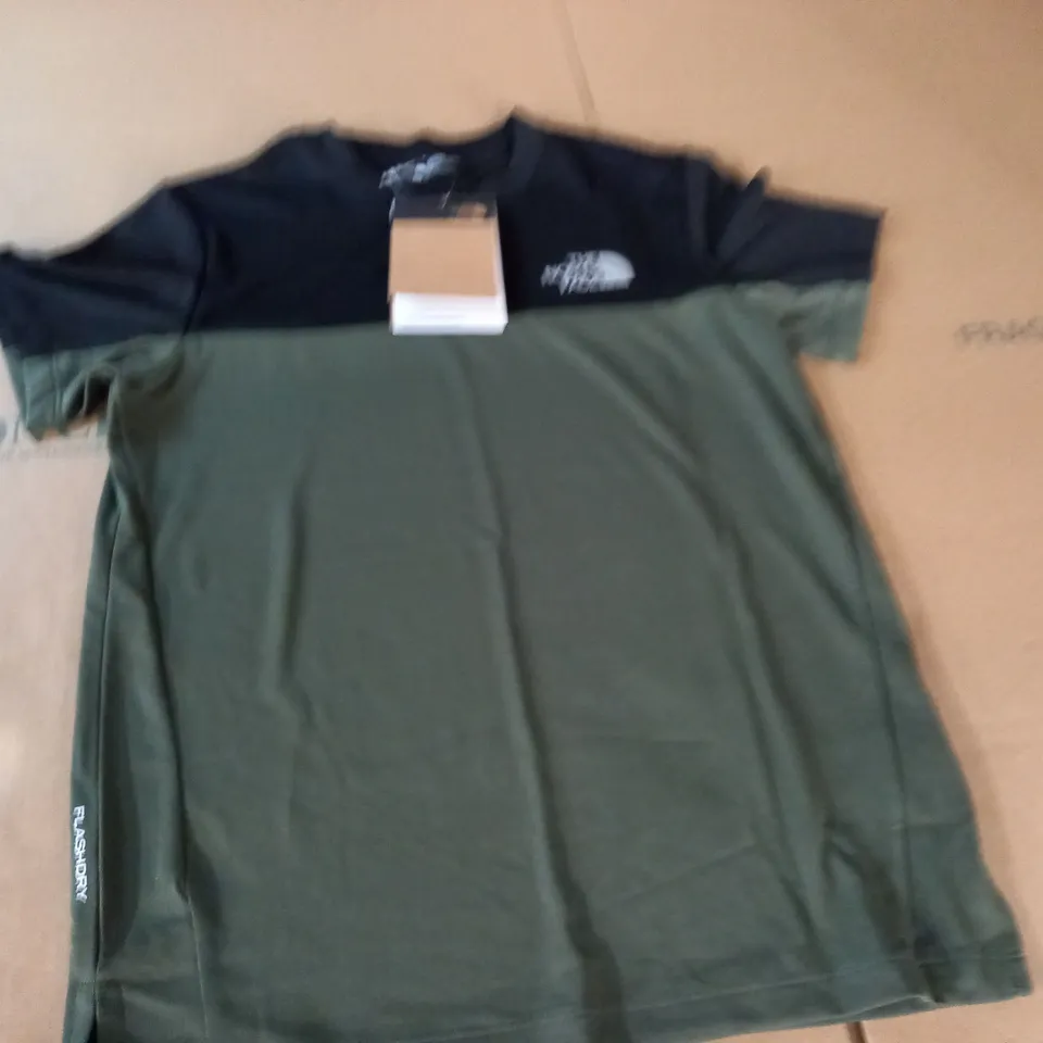 NORTH FACE TEEN GREEN TAUPE T-SHIRT - L/G