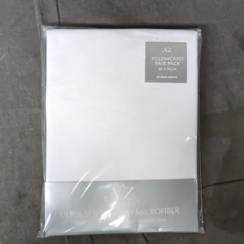 NIGHT ZONE ULTRA SOFT LUXURY MICROFIBRE PILLOWCASES PAIR PACK IN WHITE - 48 X 74CM APPROX