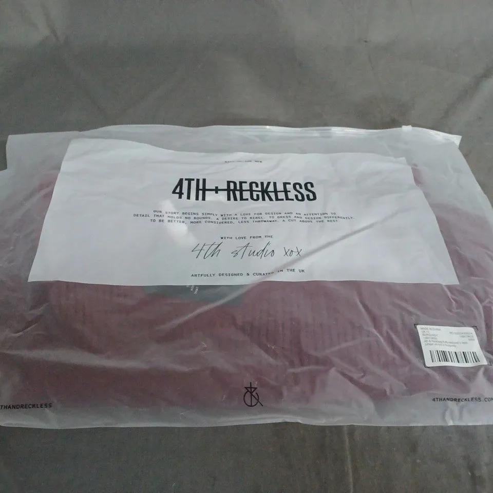 4TH & RECKLESS BURGUNDY FLUFFY TEXTURED V-NECK JUMPER CO-ORD, UK 12