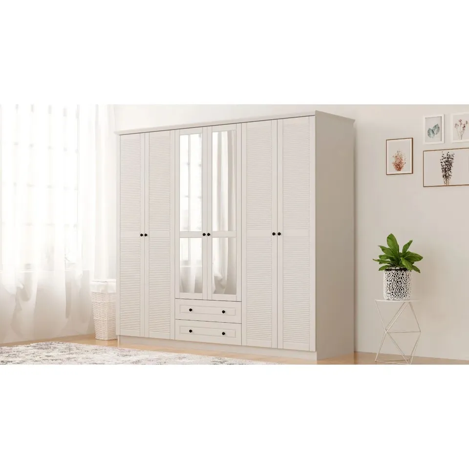 BOXED KAYLAH 6 DOOR MANUFACTURED WOOD WARDROBE (7 BOXES)