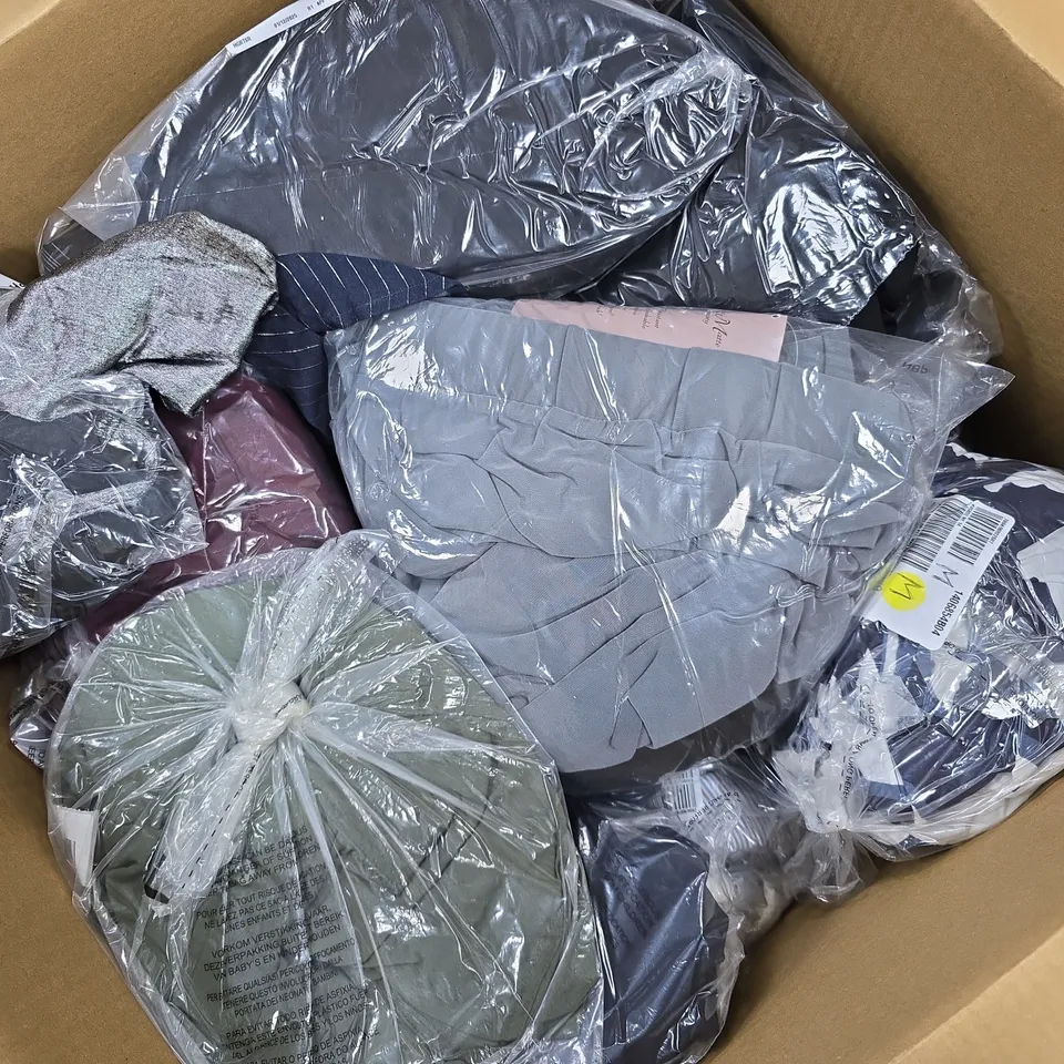 APPROXIMATELY 20 ASSORTED CLOTHING ITEMS IN VARIOUS SIZES, COLOURS & STYLES TO INCLUDE BRANDS SUCH AS MONSOON, RUTH LANGSFORD, FINERY, ETC - COLLECTION ONLY