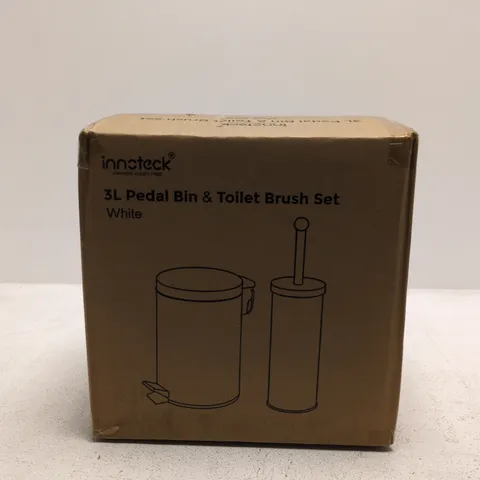 3L PEDAL BIN & TOILET BRUSH SET – WHITE