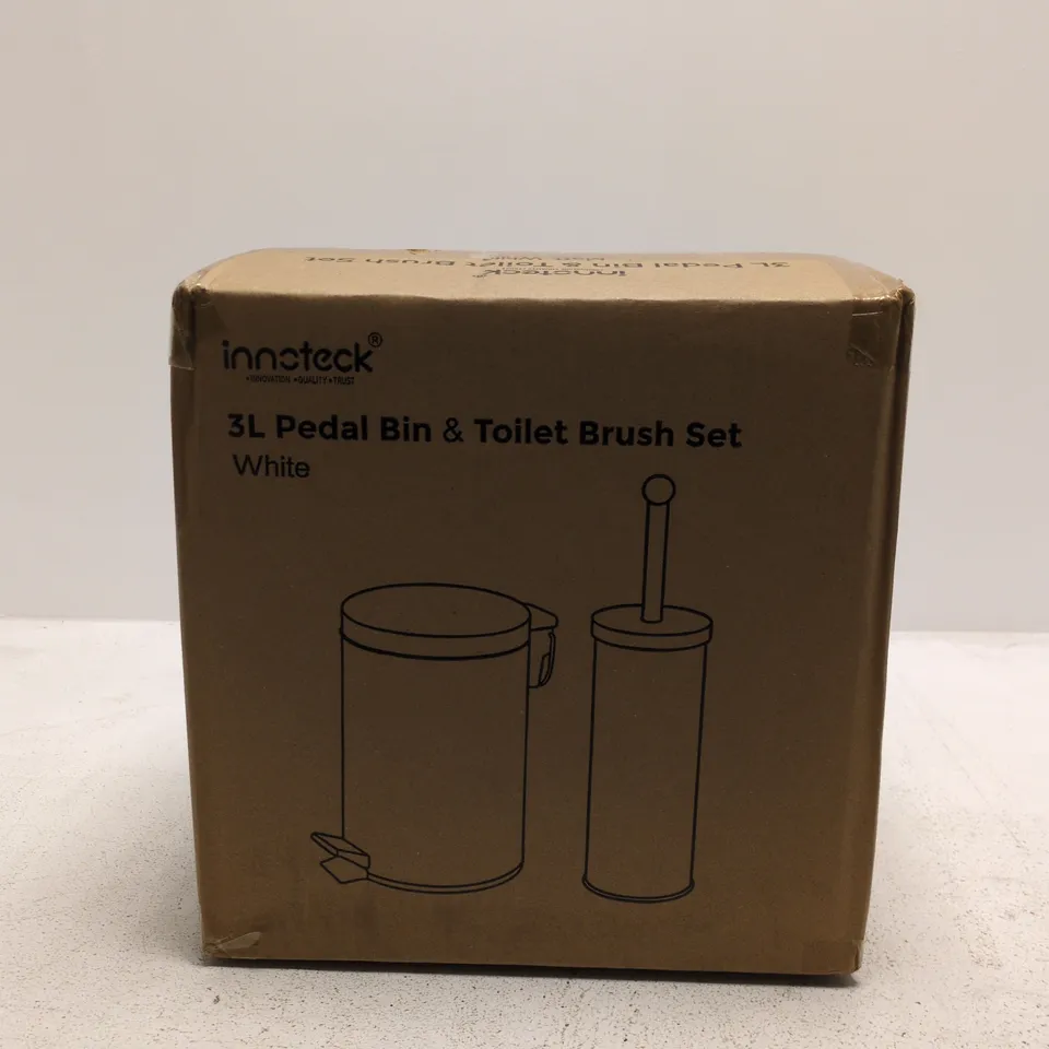 3L PEDAL BIN & TOILET BRUSH SET – WHITE