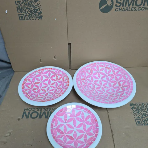 3 PIECE TERRACOTTA MOSAIC BOWL SET PINK