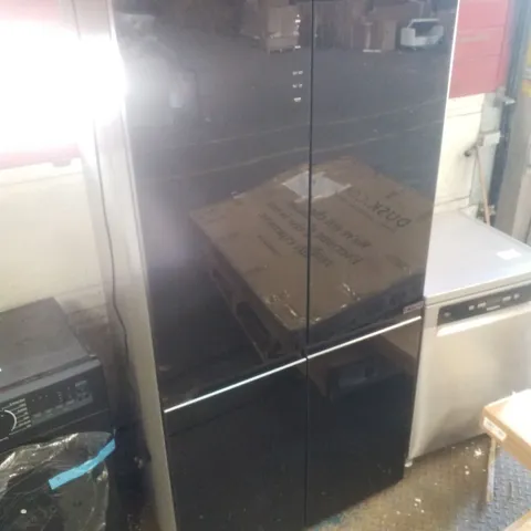 HISENSE RQ768N4GBE KITCHEN FIT TOTAL NO FROST MULTI-DOOR AMERICAN FRIDGE FREEZER - BLACK GLASS