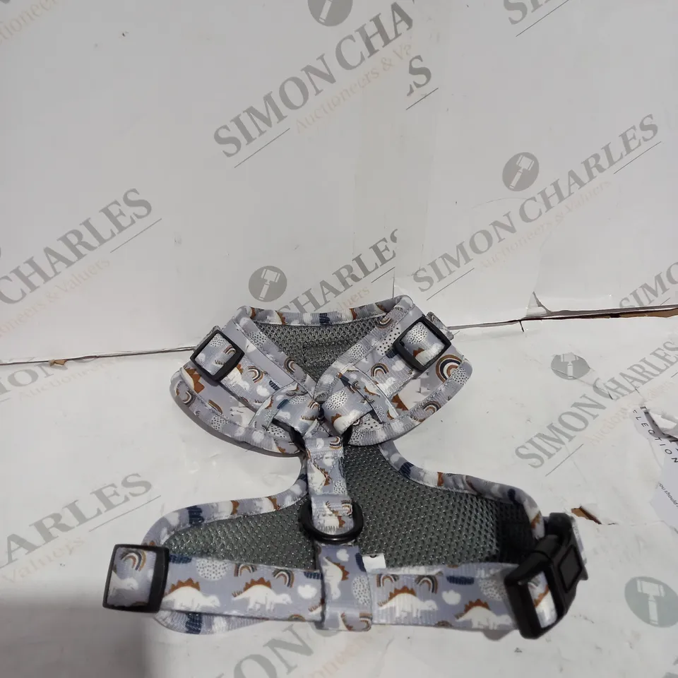 PUP N POOCH DINOSAUR PRINT GREY DOG HANESS