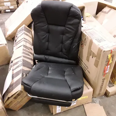 BOXED FAUX LEATHER OFFICE CHAIR ON WHEELS - BLACK (1 BOX)