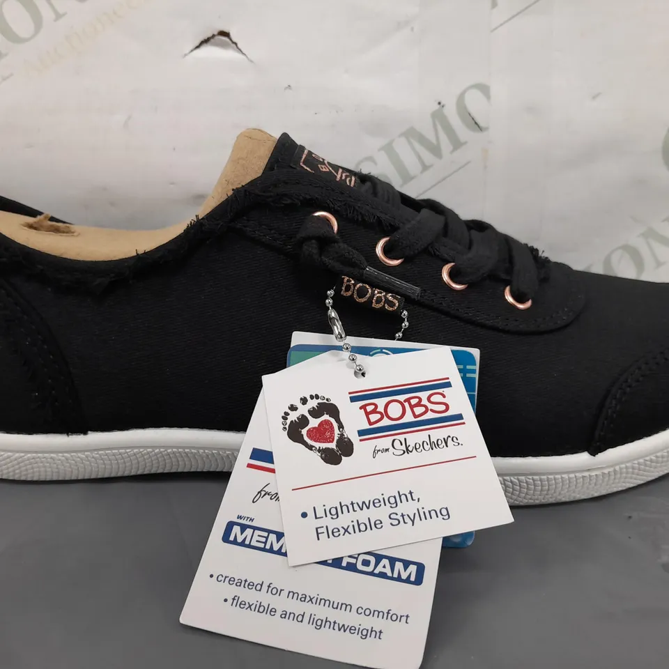 BOXED PAIR OF BOBS FROM SKECHERS SHOES IN BLACK UK SIZE 6