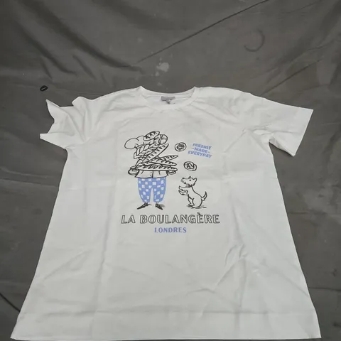 OLIVER BONAS WHITE GRAPHIC T-SHIRT – UK 10