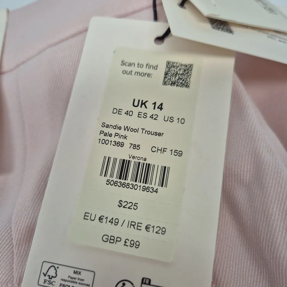 PHASE EIGHT PALE PINK WOOL TROUSERS – UK 14