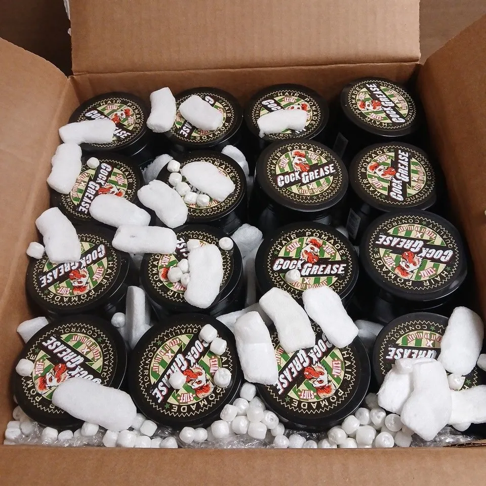 BOX OF APPROXIMATELY 45 X COCK GREASE EXTRA STIFF HAIR POMADE 100G 