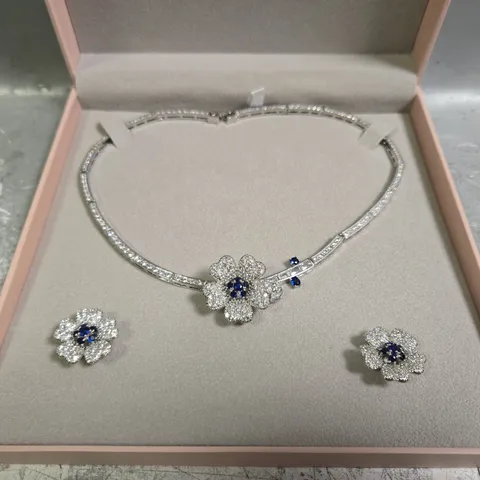 DIAMONIUE DIAMANTE SILVER CHOKER NECKLACE AND EARRING SET