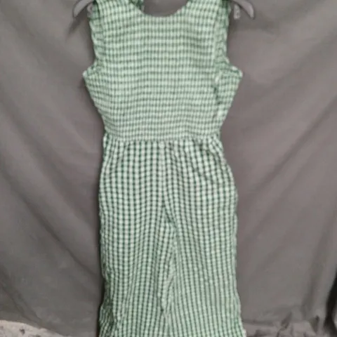 NOBODY'S CHILD GREEN GINGHAM JUMPSUIT UK 12 (EU 40, US 8)