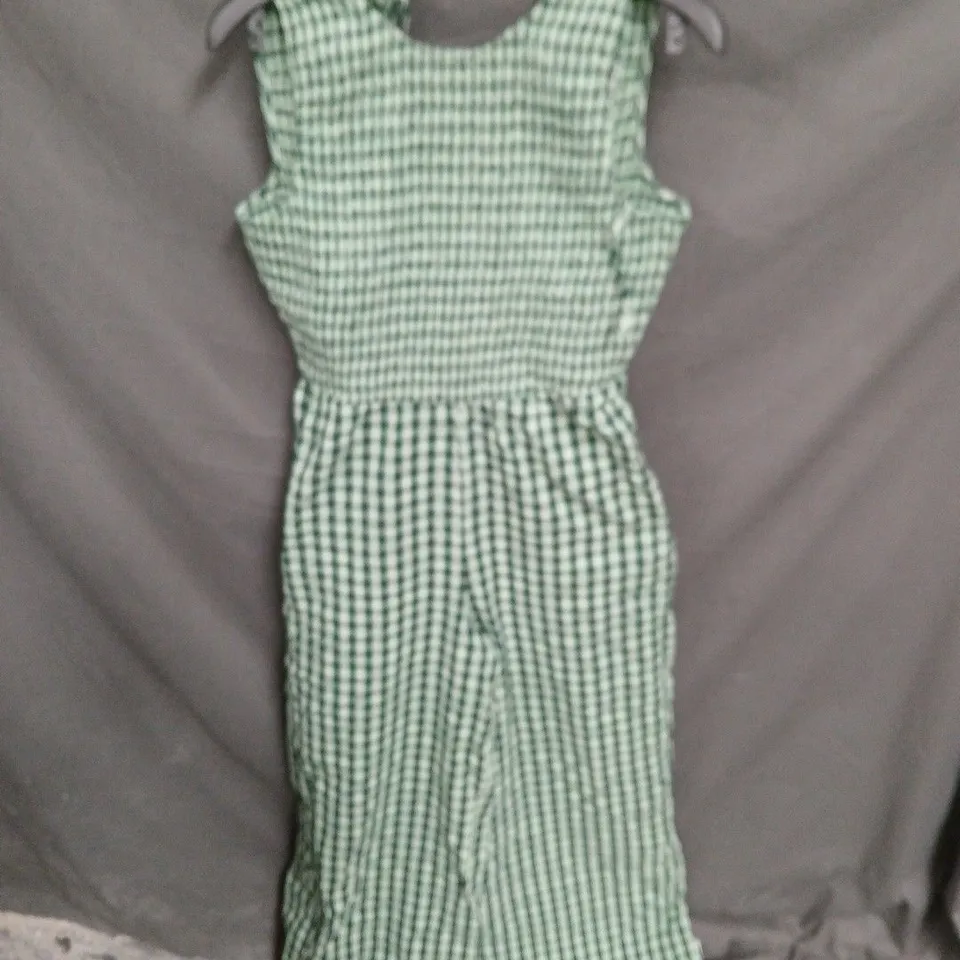 NOBODY'S CHILD GREEN GINGHAM JUMPSUIT UK 12 (EU 40, US 8)