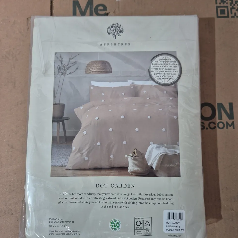 APPLETREE DOT GARDEN DOUBLE DUVET COVER SET – 100% COTTON, 200 X 200 CM (INCLUDES 2 PILLOWCASES)