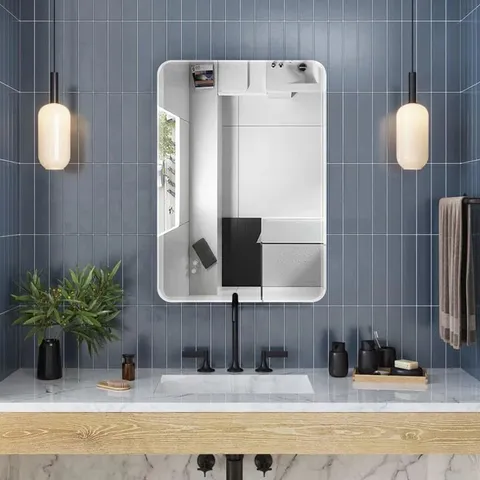 BOXED MINIMALIST FRAMELESS MIRROR WITH POLISHED ROUND CORNERS (1 BOX)