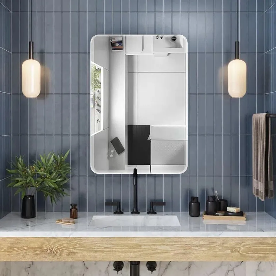 BOXED MINIMALIST FRAMELESS MIRROR WITH POLISHED ROUND CORNERS (1 BOX)