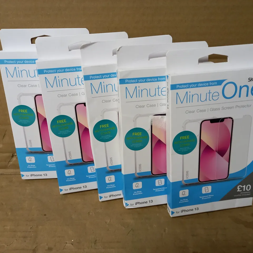 LOT OF 5 MINUTE ONE CLEAR CASES FOR IPHONE 13