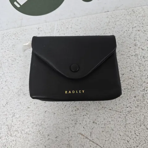 RADLEY LONDON BLACK LEATHER CARD WALLET WITH FLAP – GOLD LOGO