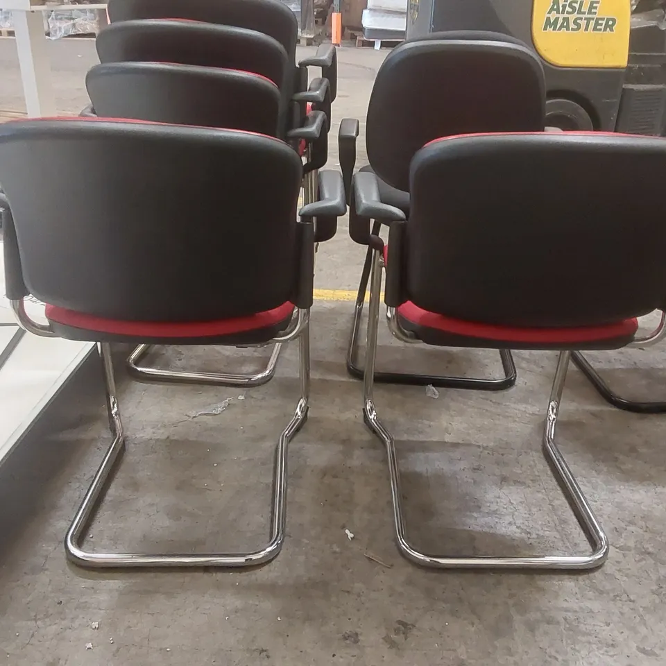 PAIR OF RED UPHOLSTERED OFFICE CHAIRS