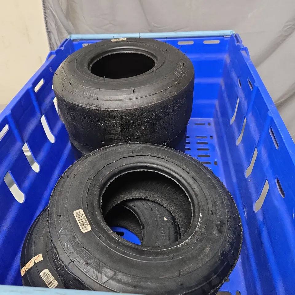 VEGA KART SET OF 2 FRONT AND 2 REAR KART TRYRES - SPEC 10 X 4.00 - 5 FRONT - SPEC 11 X 5.00 - 5 REAR